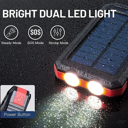 20000mAh Solar Power Bank – Waterproof, Shockproof Portable Charger with Compass and LED Flashlight
