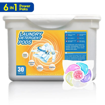 6-in-1 Laundry Beads – Eco-Friendly Washing Capsules with Rose Fragrance (30 Pcs)