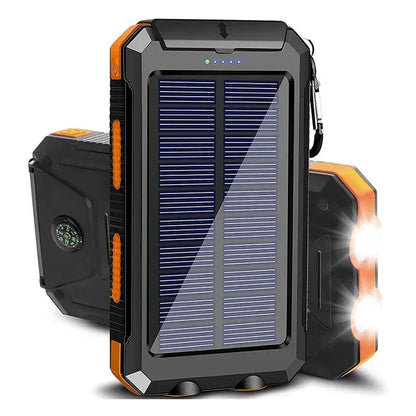 20000mAh Solar Power Bank – Waterproof, Shockproof Portable Charger with Compass and LED Flashlight